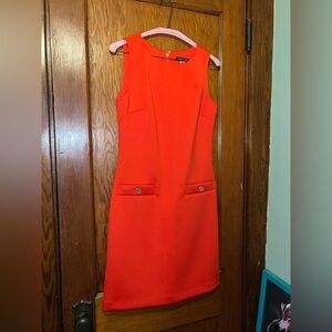 Tommy Hilfiger Red Women’s 4 Sheath Midi Dress Crew Neck Cocktail